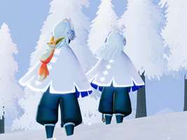 “再次见到你时你正看着前方下满雪的树，这