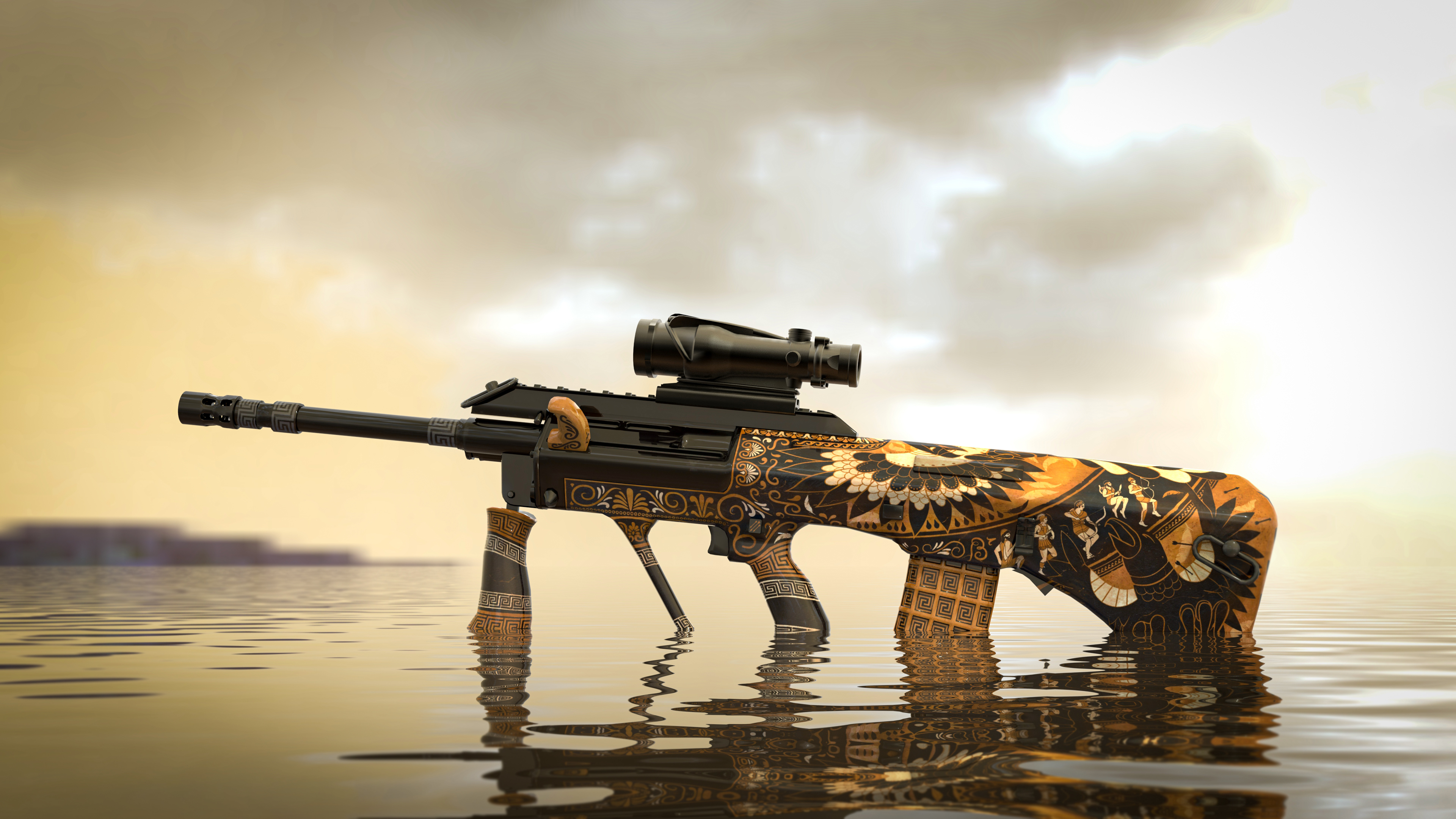 csgo皮肤鉴赏aug湖怪鸟