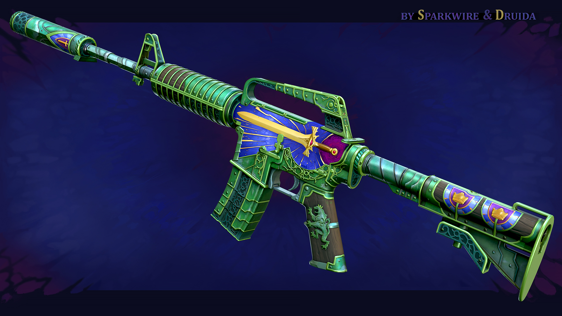 牌系列的神秘与华丽不同,这款皮肤更多透露着神圣与高贵,皮肤上的圣剑